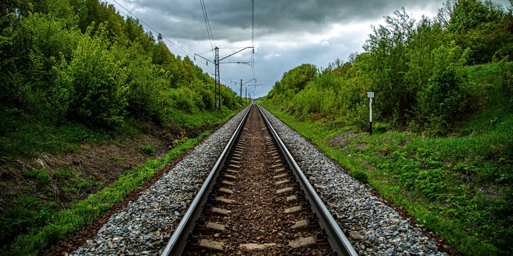 Breathtaking,View,Of,Train,Tracks,Extending,Towards,Distant,Horizon,,Offering